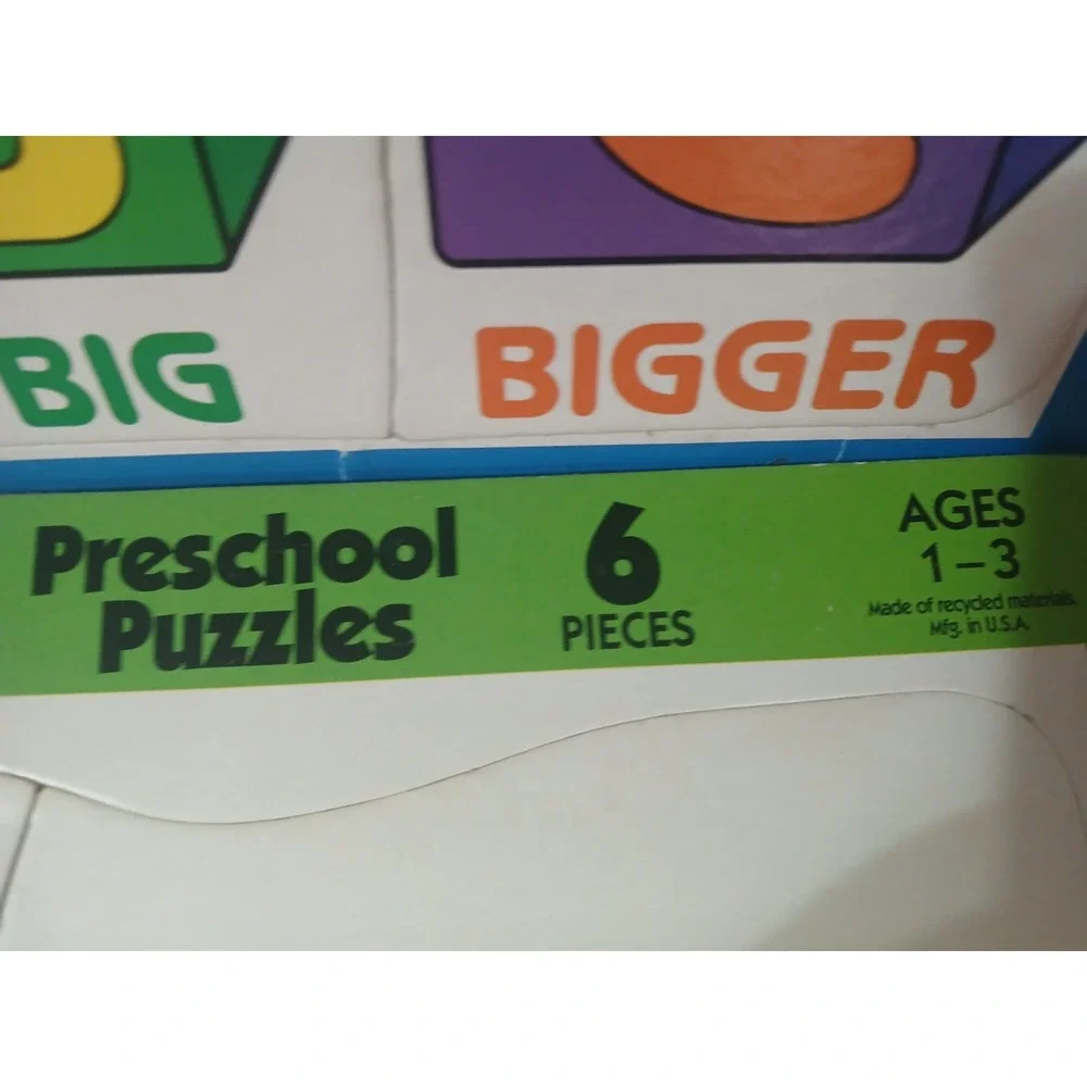 Vtg PuzzlePatch Preschool Puzzles Set of 6 Ages 1-3 Cardboard 1992 Made in‎ USA